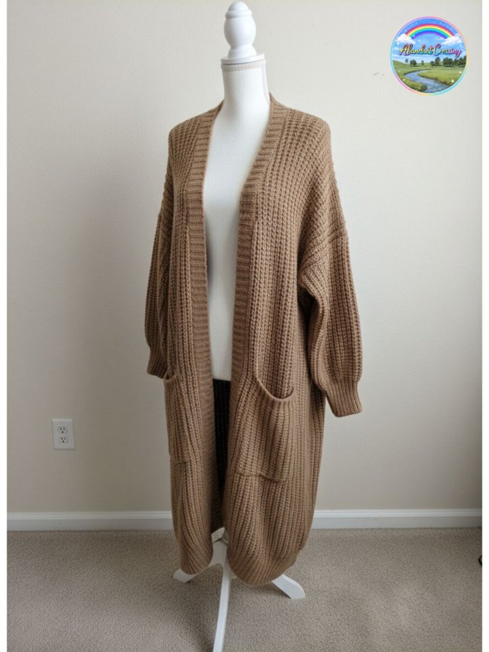 Oversized Chunky Cable Knit Long Cardigan Duster with Pockets
